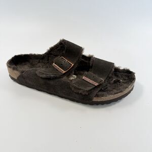 Birkenstock Arizona Shearling Fur Sandals Brown Size 41 Men 8 Women 10